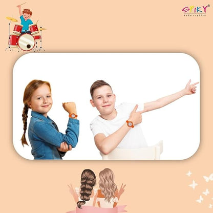 SPIKY Round Stylish Analog Watch for Kids | Rotating Bezel, Separate Minutes Display | 30M Water Resistant | Textured & Soft Silicone Strap | Best Birthday Gift Wrist Watches for Boys & Girls | Age 2-12 yrs
