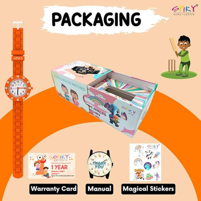 SPIKY Round Stylish Analog Watch for Kids | Rotating Bezel, Separate Minutes Display | 30M Water Resistant | Textured & Soft Silicone Strap | Best Birthday Gift Wrist Watches for Boys & Girls | Age 2-12 yrs