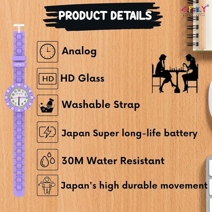 SPIKY Round Stylish Analog Watch for Kids | Rotating Bezel, Separate Minutes Display | 30M Water Resistant | Textured & Soft Silicone Strap | Best Birthday Gift Wrist Watches for Boys & Girls | Age 2-12 yrs