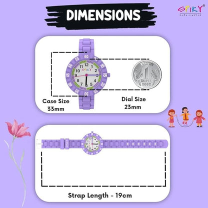 SPIKY Round Stylish Analog Watch for Kids | Rotating Bezel, Separate Minutes Display | 30M Water Resistant | Textured & Soft Silicone Strap | Best Birthday Gift Wrist Watches for Boys & Girls | Age 2-12 yrs