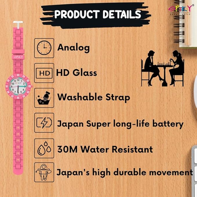 SPIKY Round Stylish Analog Watch for Kids | Rotating Bezel, Separate Minutes Display | 30M Water Resistant | Textured & Soft Silicone Strap | Best Birthday Gift Wrist Watches for Boys & Girls | Age 2-12 yrs