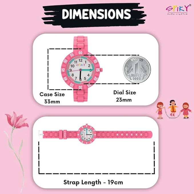 SPIKY Round Stylish Analog Watch for Kids | Rotating Bezel, Separate Minutes Display | 30M Water Resistant | Textured & Soft Silicone Strap | Best Birthday Gift Wrist Watches for Boys & Girls | Age 2-12 yrs