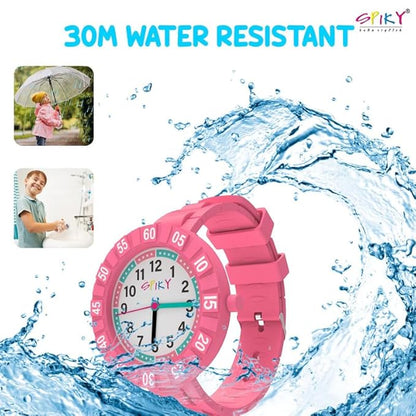 SPIKY Round Stylish Analog Watch for Kids | Rotating Bezel, Separate Minutes Display | 30M Water Resistant | Textured & Soft Silicone Strap | Best Birthday Gift Wrist Watches for Boys & Girls | Age 2-12 yrs