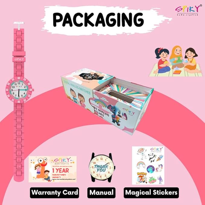 SPIKY Round Stylish Analog Watch for Kids | Rotating Bezel, Separate Minutes Display | 30M Water Resistant | Textured & Soft Silicone Strap | Best Birthday Gift Wrist Watches for Boys & Girls | Age 2-12 yrs