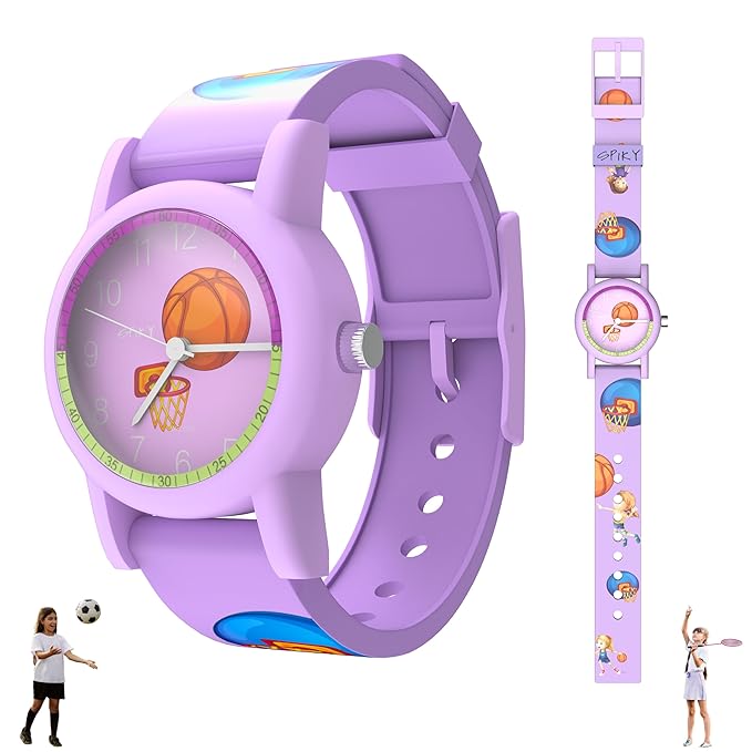 SPIKY Analog Kids Watch | Sports Theme Floral Printed Dial & Strap | Unbreakable TPU Strap | 30M Water Resistant, Fun & Stylish Watch | Best Birthday Gift for Boy and Girls | Suitable for 2 to 8 Years