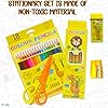 FunBlast Stationary Set for Kids – Drawing Color Set with 18 Pencil Colour, 6 Pencils, Drawing Sheets, Scissor, Sharpener & Eraser for School Going Kids, Girls & Boys (Yellow)