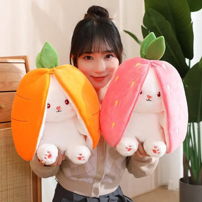 Storescent Reversible Carrot Bunny Plush Toy, Adorable & Versatile Stuffed Animal with Zipper - Soft Rabbit Toy, Pillow & Decorative Gift (Carrot Bunny 30CM)