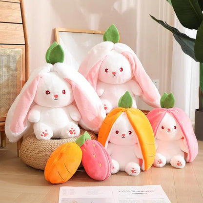 Storescent Reversible Carrot Bunny Plush Toy, Adorable & Versatile Stuffed Animal with Zipper - Soft Rabbit Toy, Pillow & Decorative Gift (Carrot Bunny 30CM)