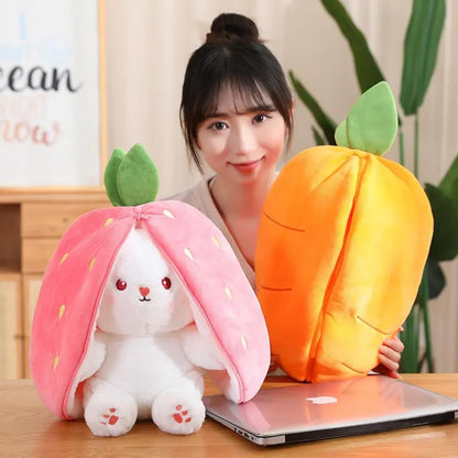 Storescent Reversible Carrot Bunny Plush Toy, Adorable & Versatile Stuffed Animal with Zipper - Soft Rabbit Toy, Pillow & Decorative Gift (Carrot Bunny 30CM)