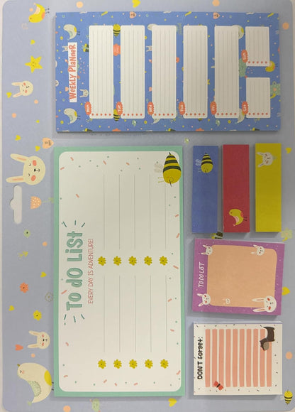 Cute Kawaii Sticky Note Set with Weekly Planner To Do List and Memo Pads