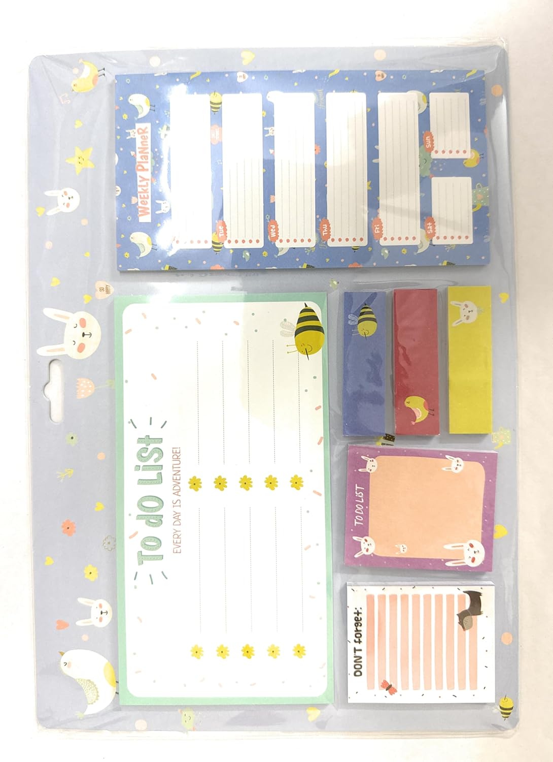 Cute Kawaii Sticky Note Set with Weekly Planner To Do List and Memo Pads