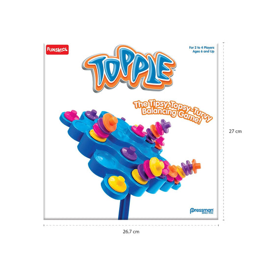 Funskool Original Topple, Strategy Game, Board Game for Kids, Adults, Families, Educational, Fun, 2 to 4 Players, Family Fun, Learning Activity Toy for Childrens, Gift Set for Kid, Ages 6+ Years