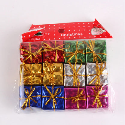 Shiny Mini Gift Box Ornaments for Christmas Tree Decoration 48 pcs