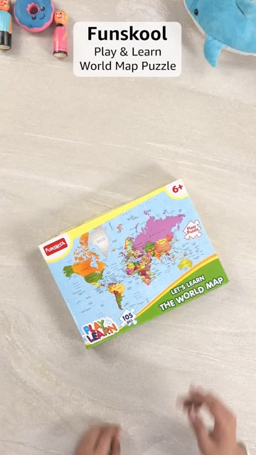 Play & Learn Funskool World Map, Jigsaw Puzzle Game for Kids, 105 Pieces, Educational, Learning & Development, Fun Activity Toy for Childrens, Gift Set for Kid, Age 6+ Years